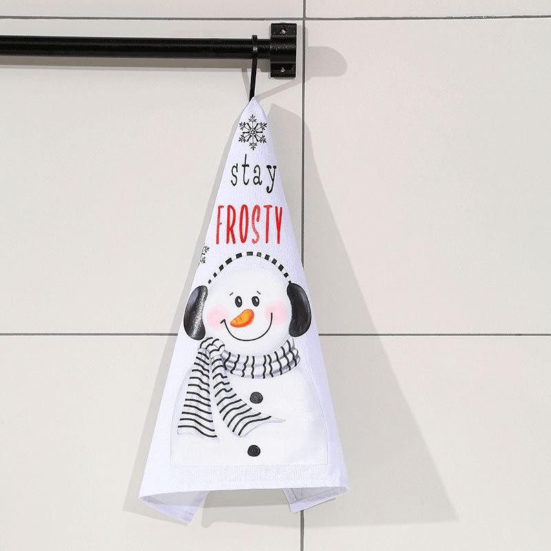 Lint-Free Christmas Snowman Hand Towel for Kitchen & Bathroom