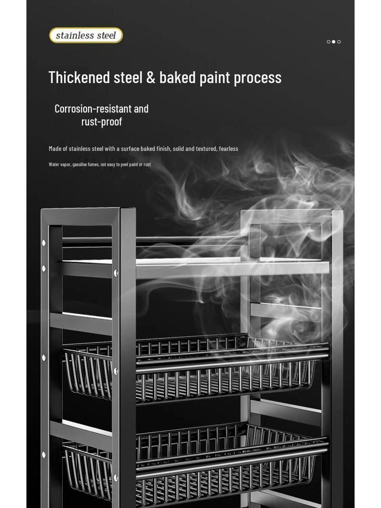 2025 Multifunctional Floor-Standing Kitchen Storage Rack: Multi-Layer Vegetable Basket Shelves