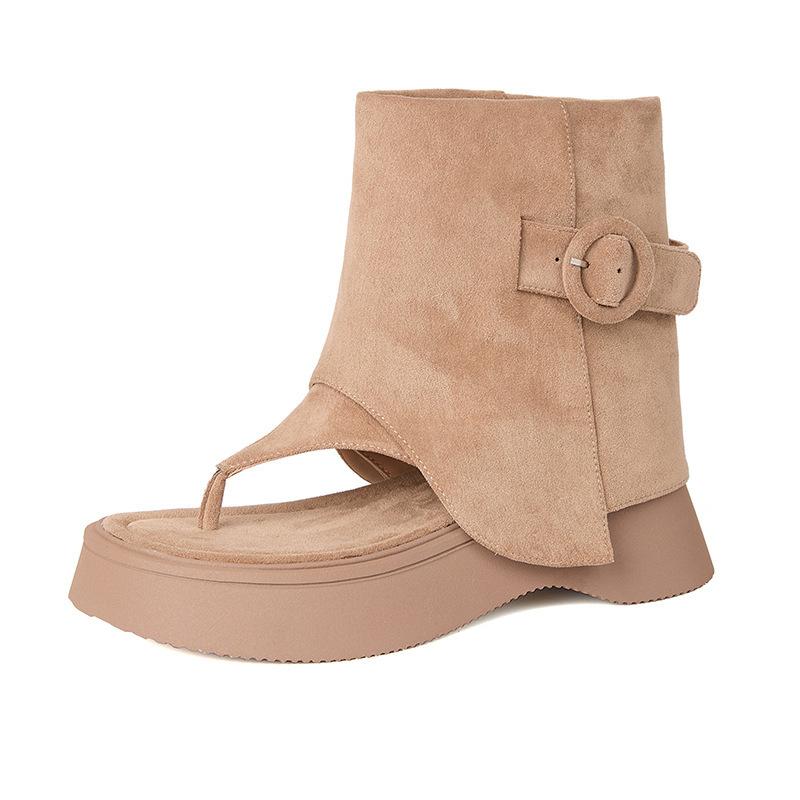 Сапоги женские лето 2025 носок крутые сапоги женские сапоги на меху толстая подошва с увеличением высоты ковбойские сапоги короткие сапоги 35 хаки 3245₽