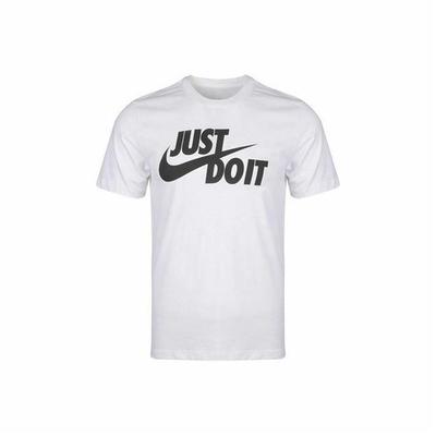 Just Do It Aufdruck Rundhals Kurzarm T-Shirt für Herren Weiß