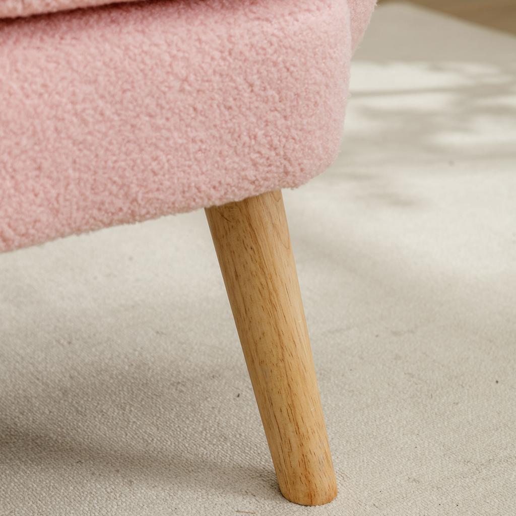 Modern, Simple Teddy Velvet Armchair with Cushion, Extra Thick Cushion, Single Sofa Armchair, Upholstered, Leisure Chair, Solid Wood Leg Chair