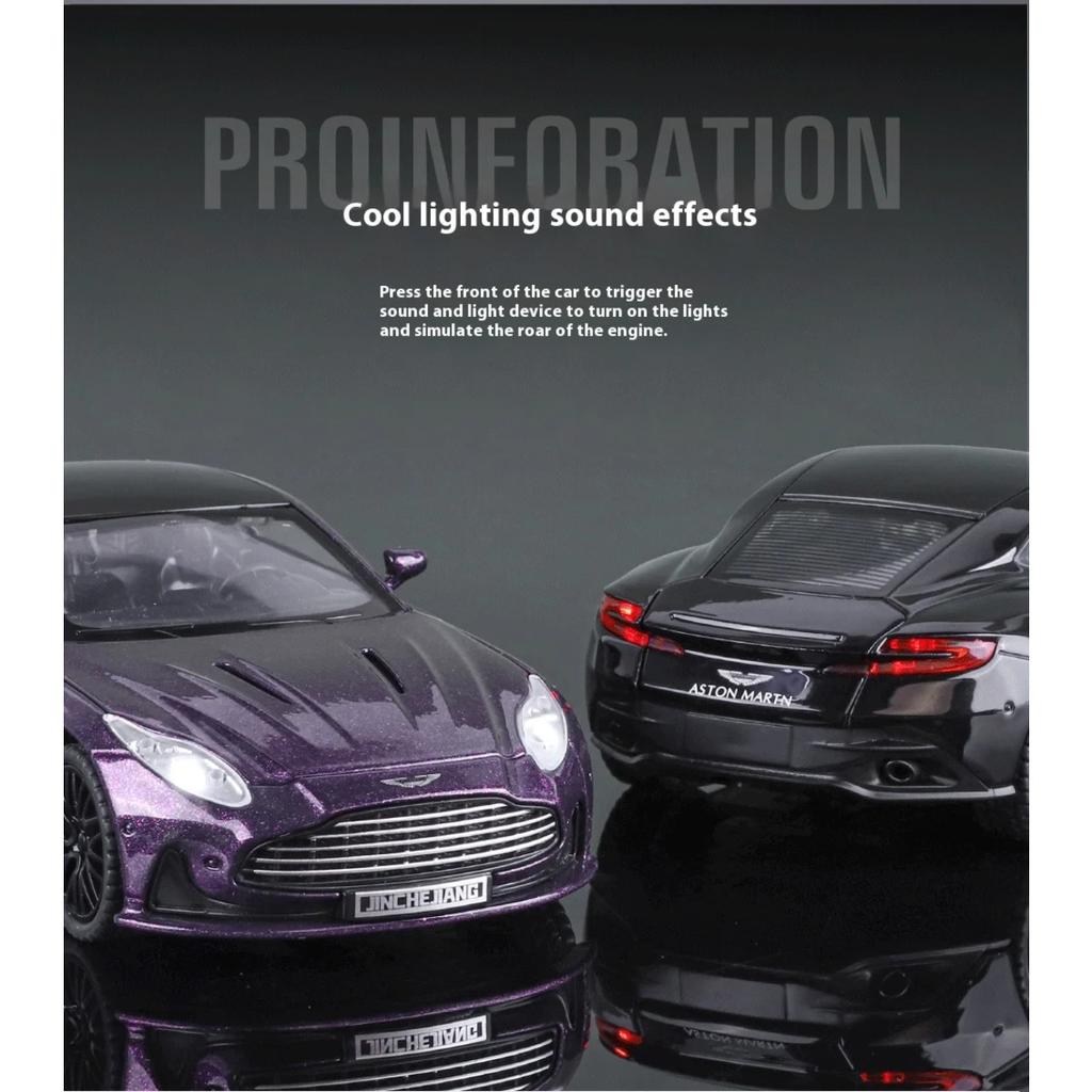 1/32 Scale Aston Martin DB12 GT Super Sports Car Alloy Diecast Metal Model Car Sound & Light Holiday Gift with Kid Children's Toy Car