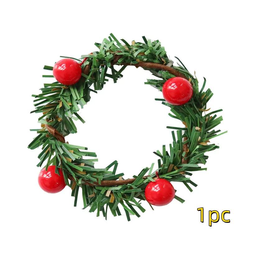 

2/4/8Pcs Christmas Red Fruit PVC Pine Needle Napkin Ring Holders Xmas Table Decoration Home Wedding Banquet Hotel Table Sup
