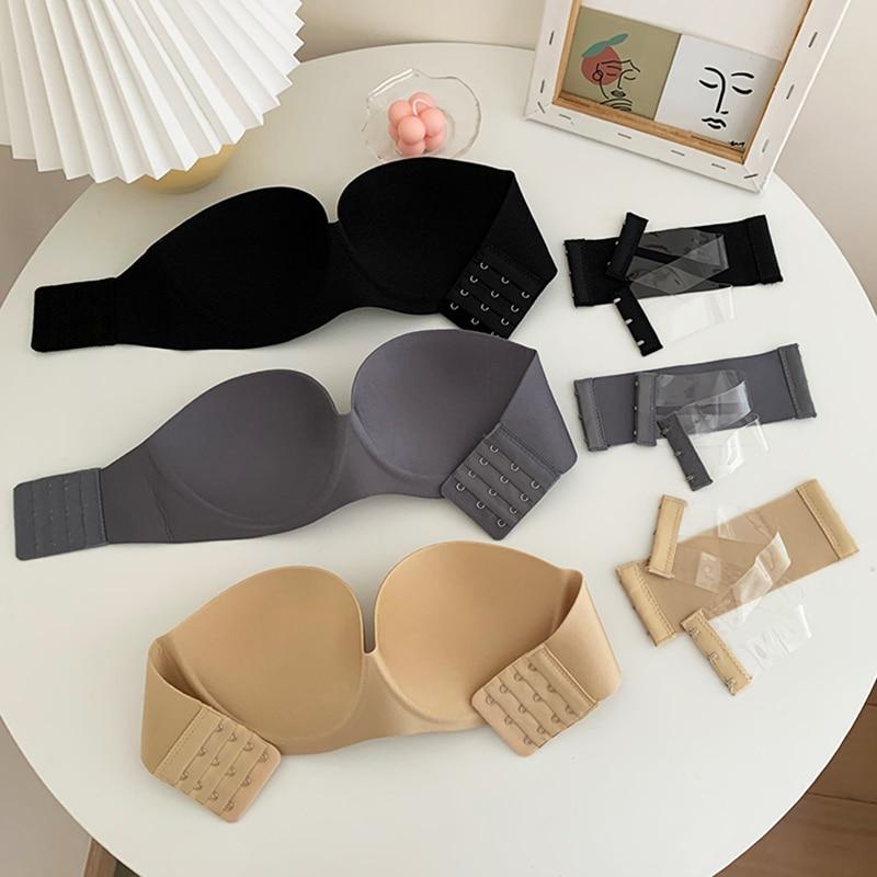 Sexy stroppeløse bh for kvinner Trådløs bralette mykt kvinneundertøy Sømløse bh for damer usynlig bh med 2 stk stropper YSL