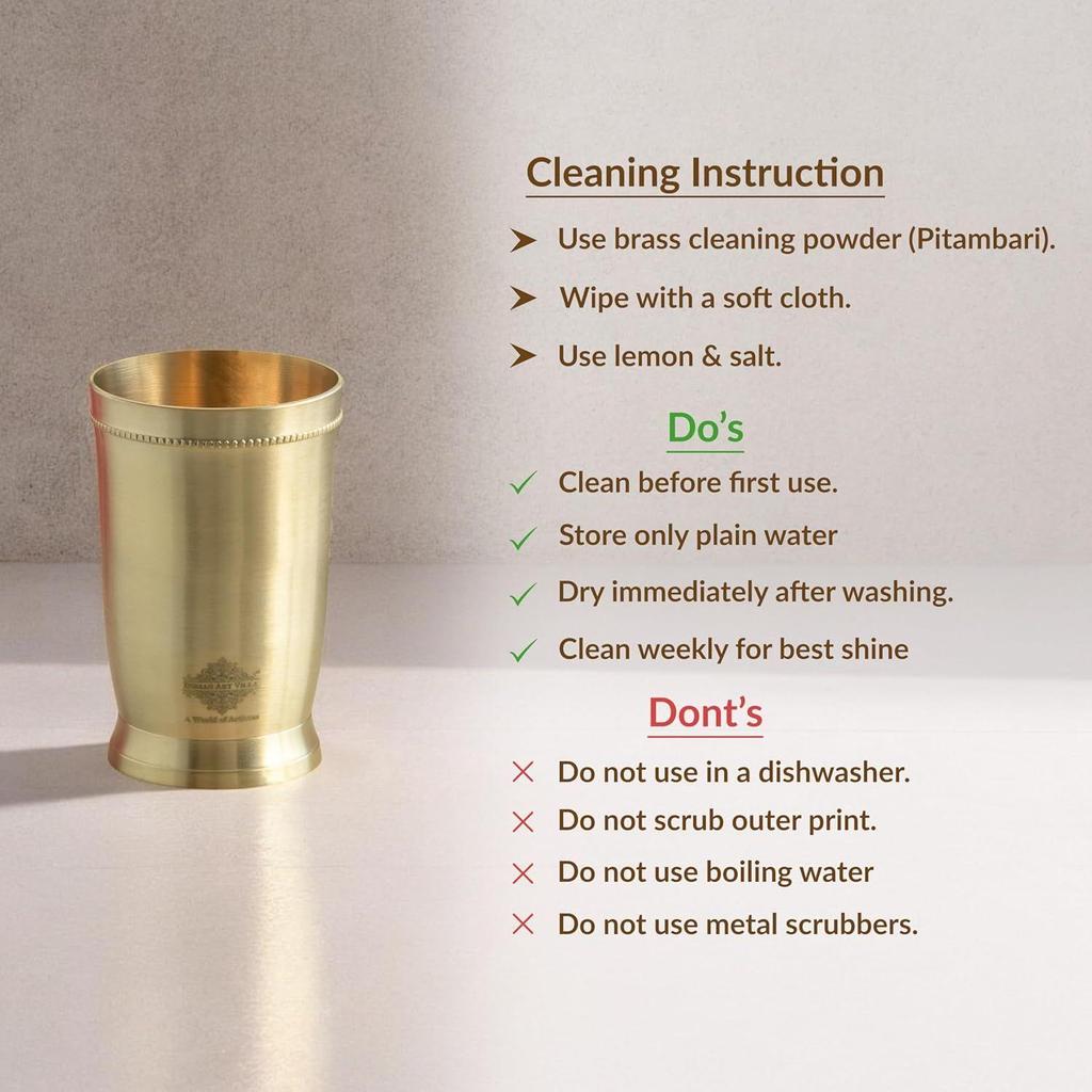 Pure Brass Matt Finish Glass/Tumbler with Brass Bottom, for Drinking Serving Water, Brass Glass Volume-270 ML, 1 Piecec