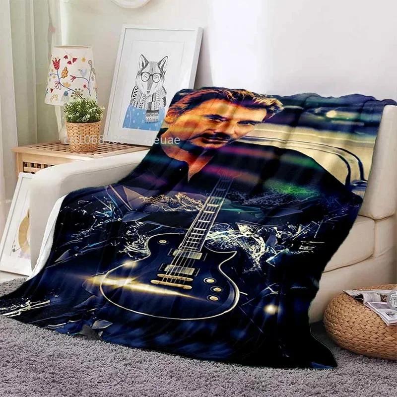 

Rock Star Johnny Hallyday Flannel Blanket Rock n Roll Soft Cover Lightweight Warm Plush Bed Sofa Chair Blanket 75x90cm