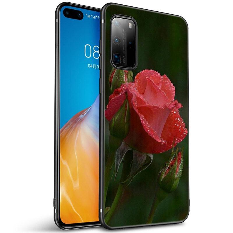 Husă de telefon cu flori de trandafir roșu strălucitor pentru iPhone Samsung Galaxy Redmi Xiaomi Oppo OnePlus Note SA 7 8 9 10 11 12 13 14 20 21 22 23 53 54 Pro Max Ultra