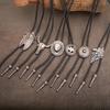 6Pieces Southwestern Styles Men's Bolo Tie with Cow Skull Star Pendant for Casual or Formal Wear Leather Cord Necktie