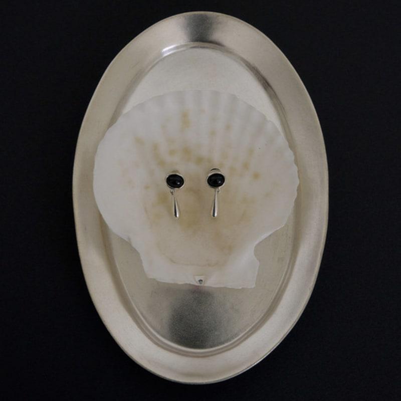 Ovbeige [VEI] 925silver DROP BAR STONE EARRINGS _ONYX