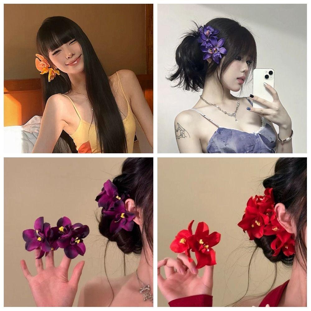 Elegant Floral Duckbill Clip Sweet Hair Accessories Hairpin Orchid Flowers Hair Clip  Party