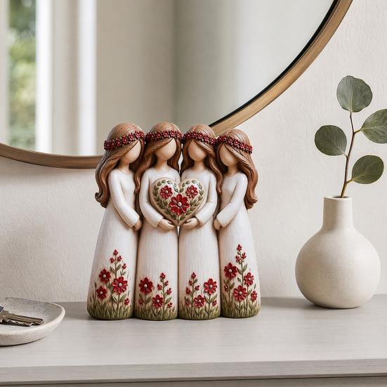 Statuie Frăție, Surori Pentru Totdeauna Sculptură din Rășină Făcută Manual cu 2, 3, 4 Figurine de Surori, Cadouri de Prietenie pentru Femei
