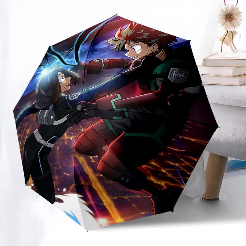 1pc My Hero Academia Boku No Hero Academia Outdoor Umbrella Automatic Opening and Closing Portable Three-Fold Design 8-Bone Iron Frame Suitable for Fa