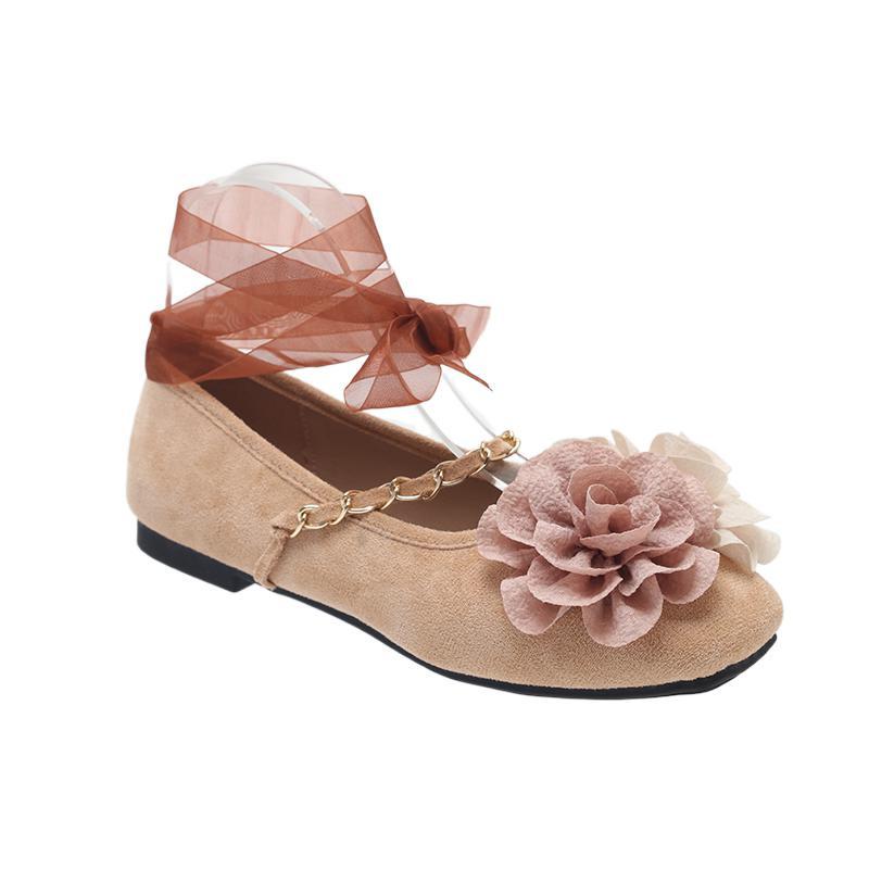 

Одиночные туфли женские на плоской подошве 2024 новые квадратные туфли со светлым ртом ретро коричневые замшевые балетки с одной педалью 35 абрикосовый