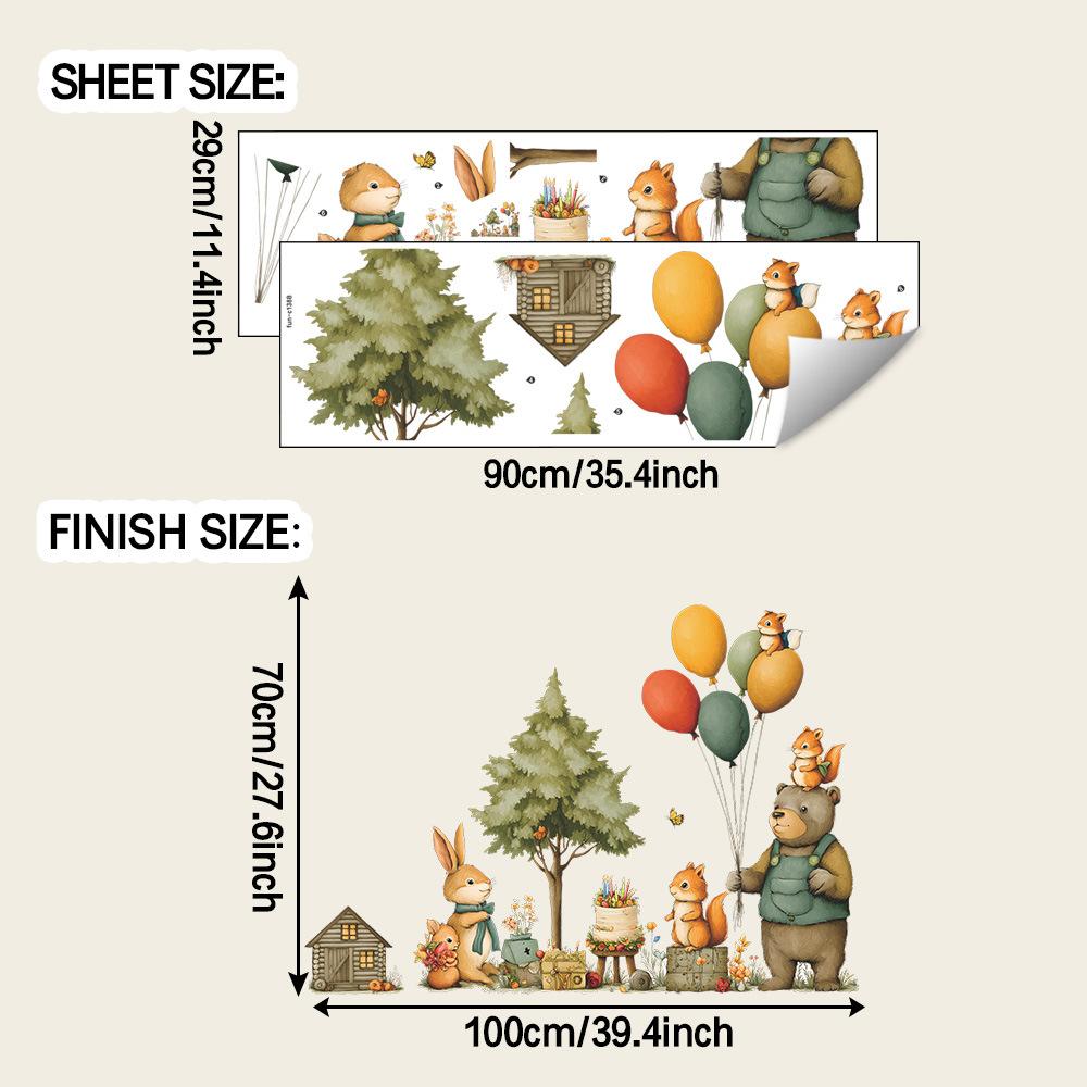 

Мультяшные медведь, кролик и белка наклейки для украшения спальни и гостиной