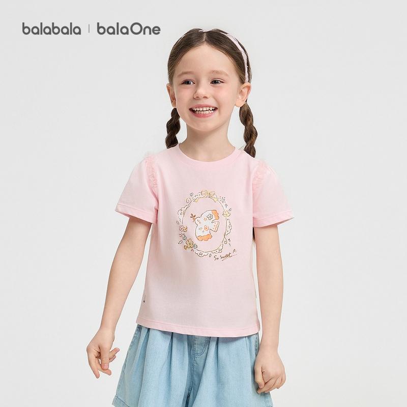 BalaOne: Balabala Short sleeved T-shirt for Girls, 2026 New Summer Clothes, Pure Cotton