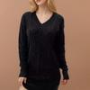 2025 Autumn/Winter Women's Mid-Length V-Neck Cable Knit Dress