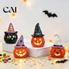 Lampe décorative en céramique pour bureau, Porte-bougie chauffe-plat Halloween, Figurine fantôme citrouille illuminée avec ornement pour maison, Chapeau de sorcière, Plateau à étages Décoration de table
