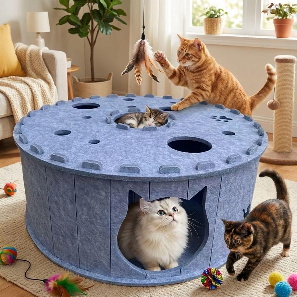 Breathable Cat Tunnel House Non-Shedding Scratching Board Cat Tunnel Play Center  Home Indoor