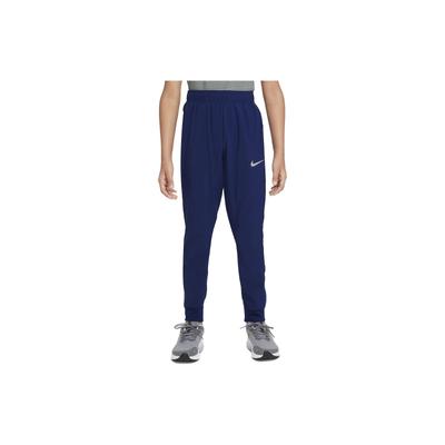 Kids Solid Color Logo Drawstring High Waist Casual Pants Kids Bottoms Dark-Blue DD8428-492