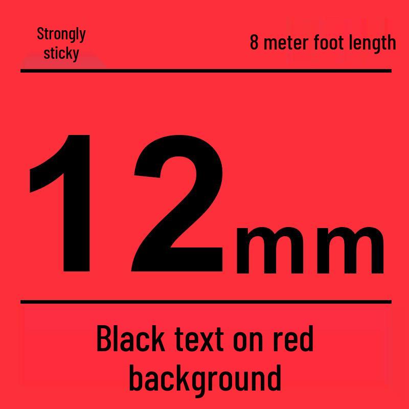 Compatível Fita para Rotulador Brother 12mm: PT-E100B/D210/D450/115B, Autoadesivo Laminado