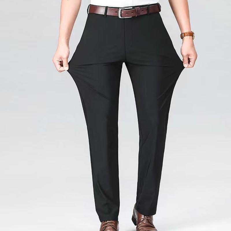 Calças masculinas elásticas pretas casuais de negócios