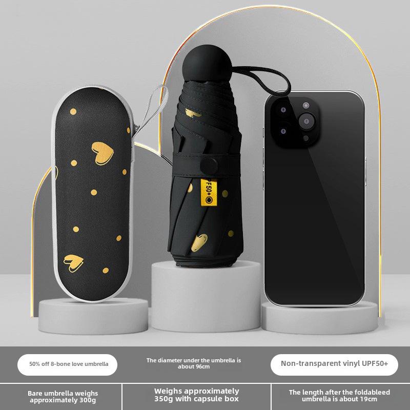 Compact Dual-Use Capsule Umbrella: Portable, Foldable, Lightweight, Sun & Rain Protection