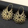 Trendy Yoga Lotus Flower Earrings Stainless Steel Gold Color Hoop Earrings for Women Jewelry boucles d'oreilles E9360S01