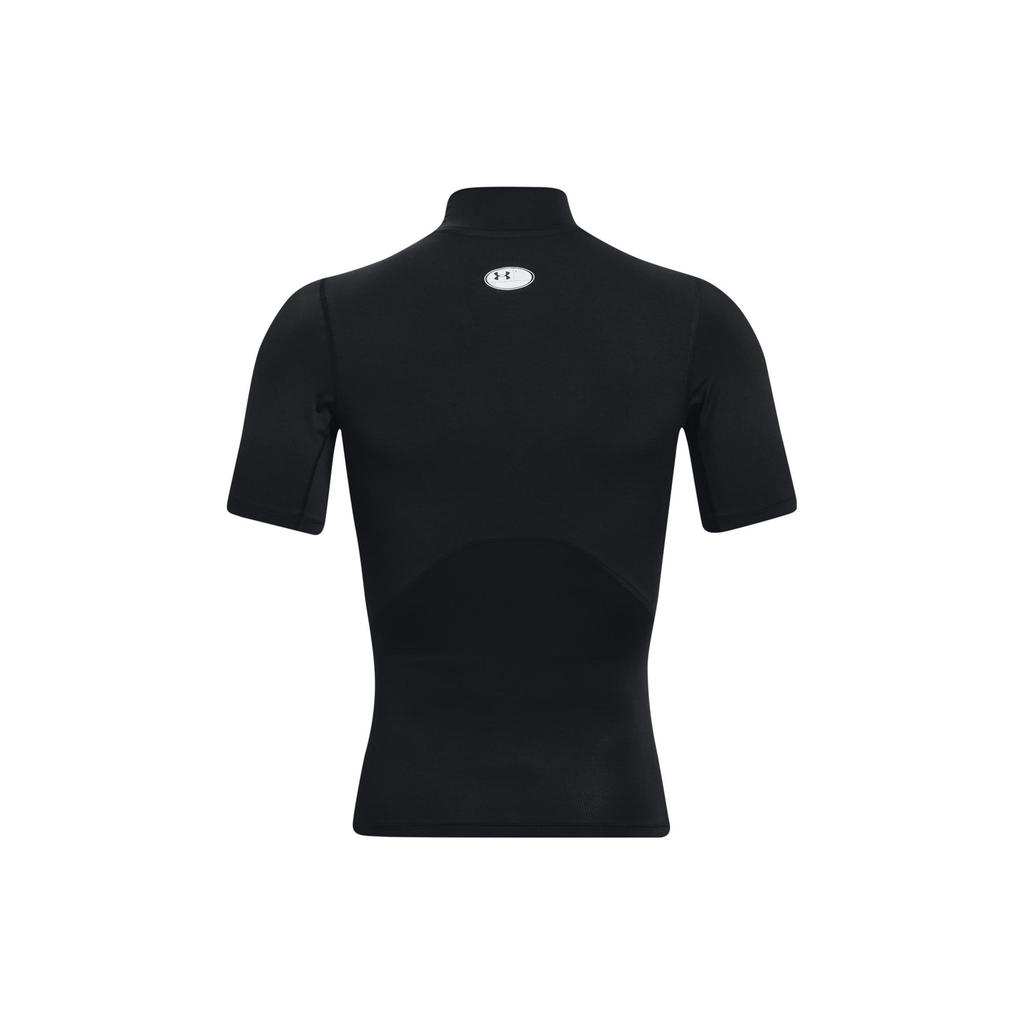 Under Armour Jednobarevné kompresní tričko s vysokým krkem a krátkým rukávem Pánské topy Černé 1372586-001