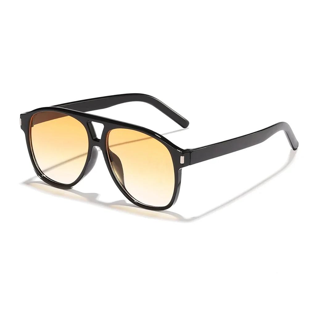 Vintage Double Bridges Pilot Women Sunglasses Fashion Square Black Tea Shades UV400 Men Sun Glasses