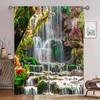 Set Of 2 Vibrant Waterfall Nature Print Curtains Privacy Polyester Living Room Bedroom Tropical Home Decor Curtain With Light Blocking Perfect For