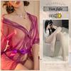 Sex lingerie sexy transparent tulle seduction nightgown lace sexy pajamas shawl mesh bathrobe uniform set