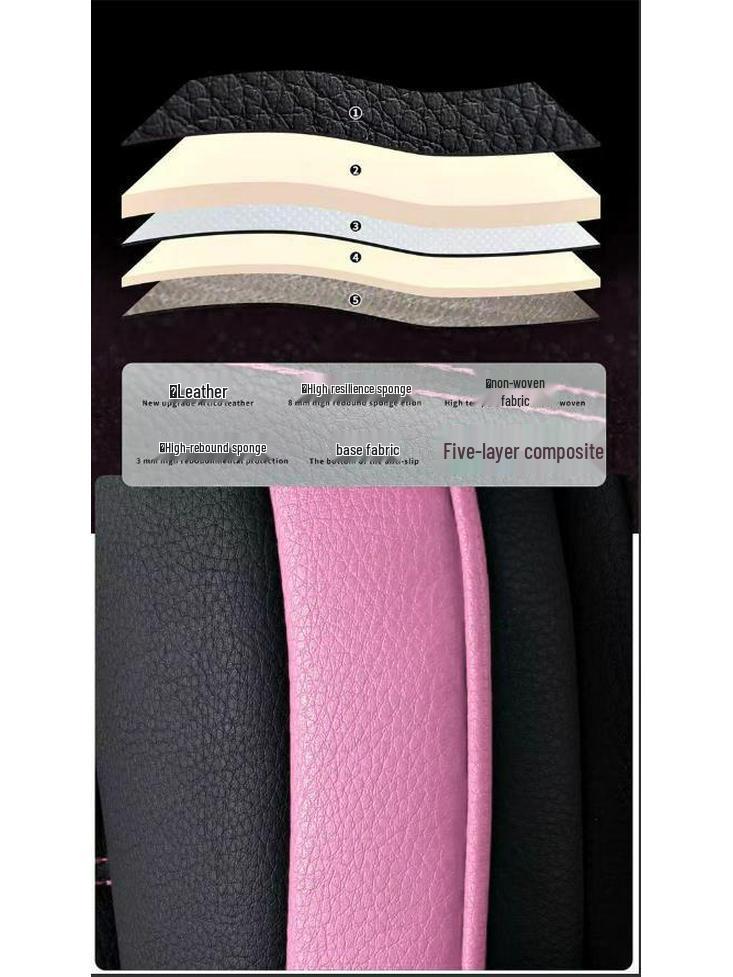 All-Season Full Surround Car Seat Cover Set - Leather & Ice Silk with Cartoon Design