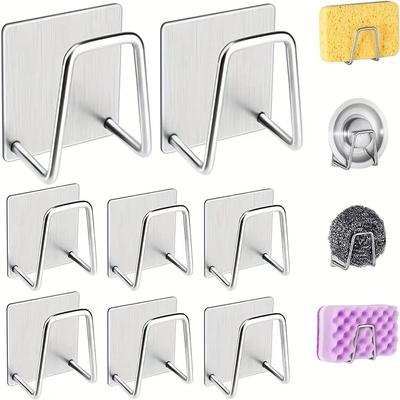 1 Stück Küchenspüle Schwammhalter Abfluss Aufbewahrungshalter Selbstklebende Edelstahldrahtkugel Lappenbürste Organizer Wandhaken