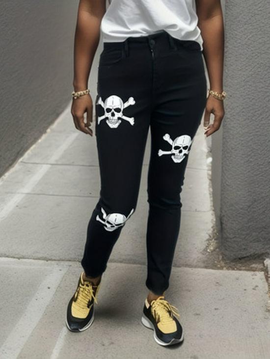 High-Elastic Slim-Fit Small-Leg Jeans for Halloween & Easter