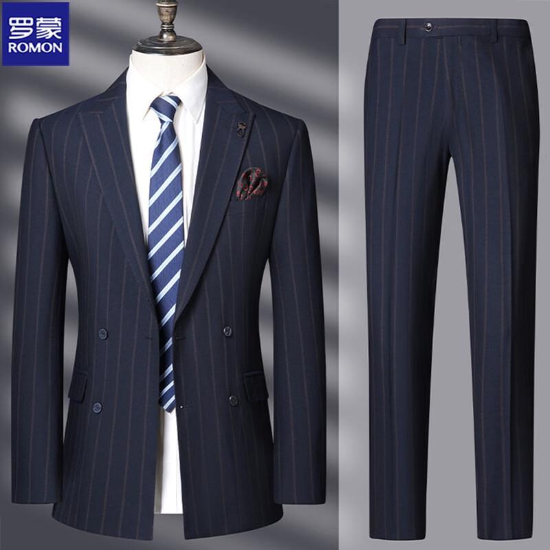 

ROMON Men s Striped Business Wedding Suit Set 190/54