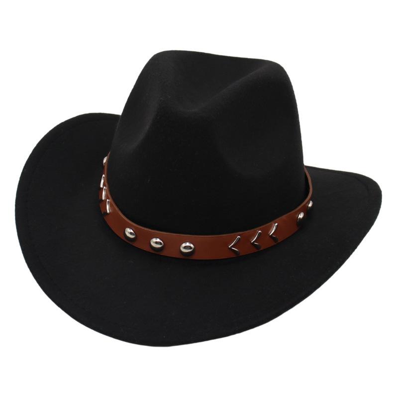 Rivet Tibetan Top Hat Belt Western Cowboy Hat Jazz Hat Guozhuang Dance Felt Hat Mongolian Sun Hat Wholesale For Men And Women
