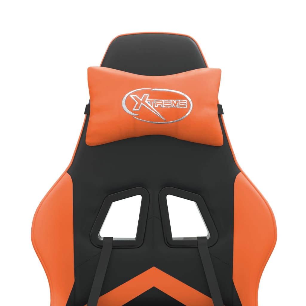 Gaming Chair with Footrest Swivel Black & Orange Artificial Leather
