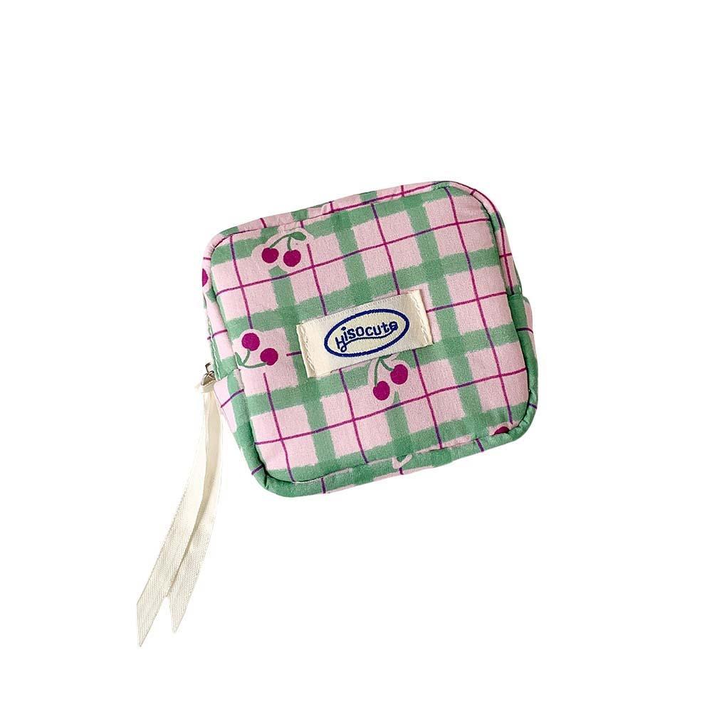 Large Capacity Y2K Cherry Pencil Case Checkered Cartoon Cherry Makeup Bag Korean Pencil Bag  Gifts