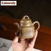 Classic Yixing Purple Clay Teapots Handmade Square Bamboo Tripod Pot Raw Ore Agilawood Mud Kettle With Infuser Zisha Teaset Gift