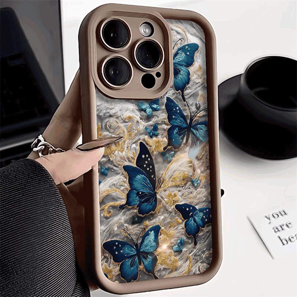 Blue Butterflies Shockproof Phone Case For iPhone 17 Pro Max 16E 15 Pro 14 13 12 11 Mini AIR XS XR XS 8Plus Anti-Slip Soft TPU