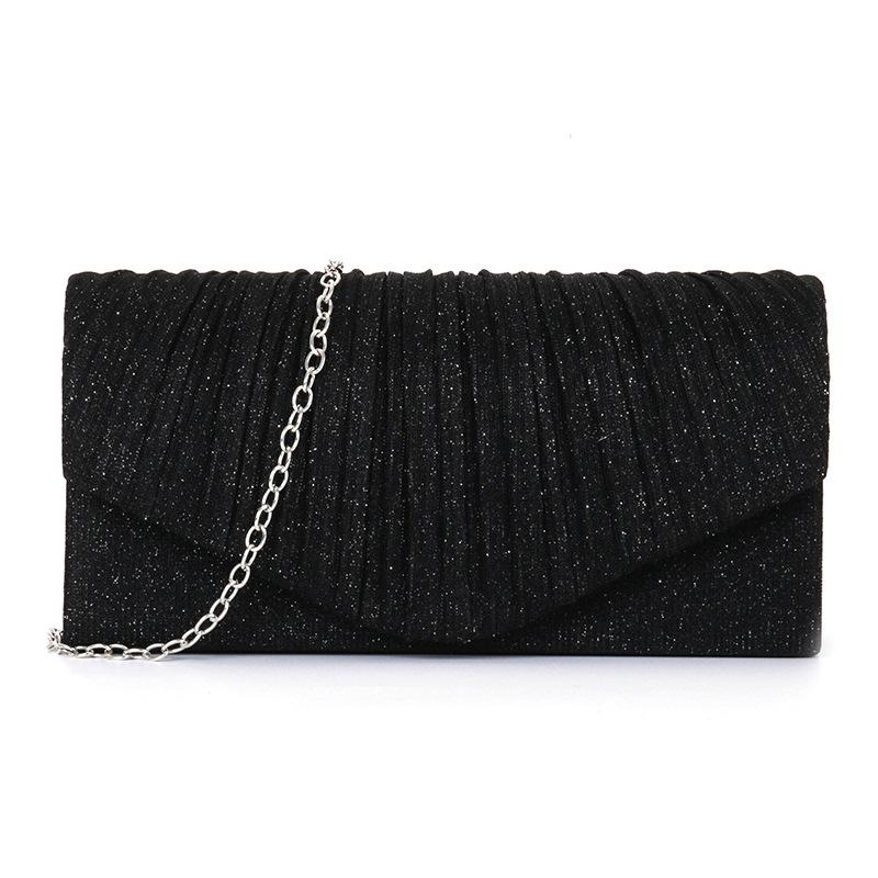 2024 Women's Pleated Striped Flap Sequined Evening Bag