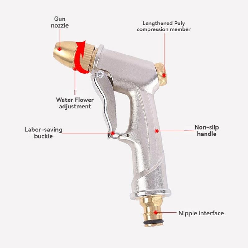 Metal Brass High Pressure Water Spray Gun for Garden Hose Car Wash Sprayer Lawn Sprinkler Pipe Car Wash Tool