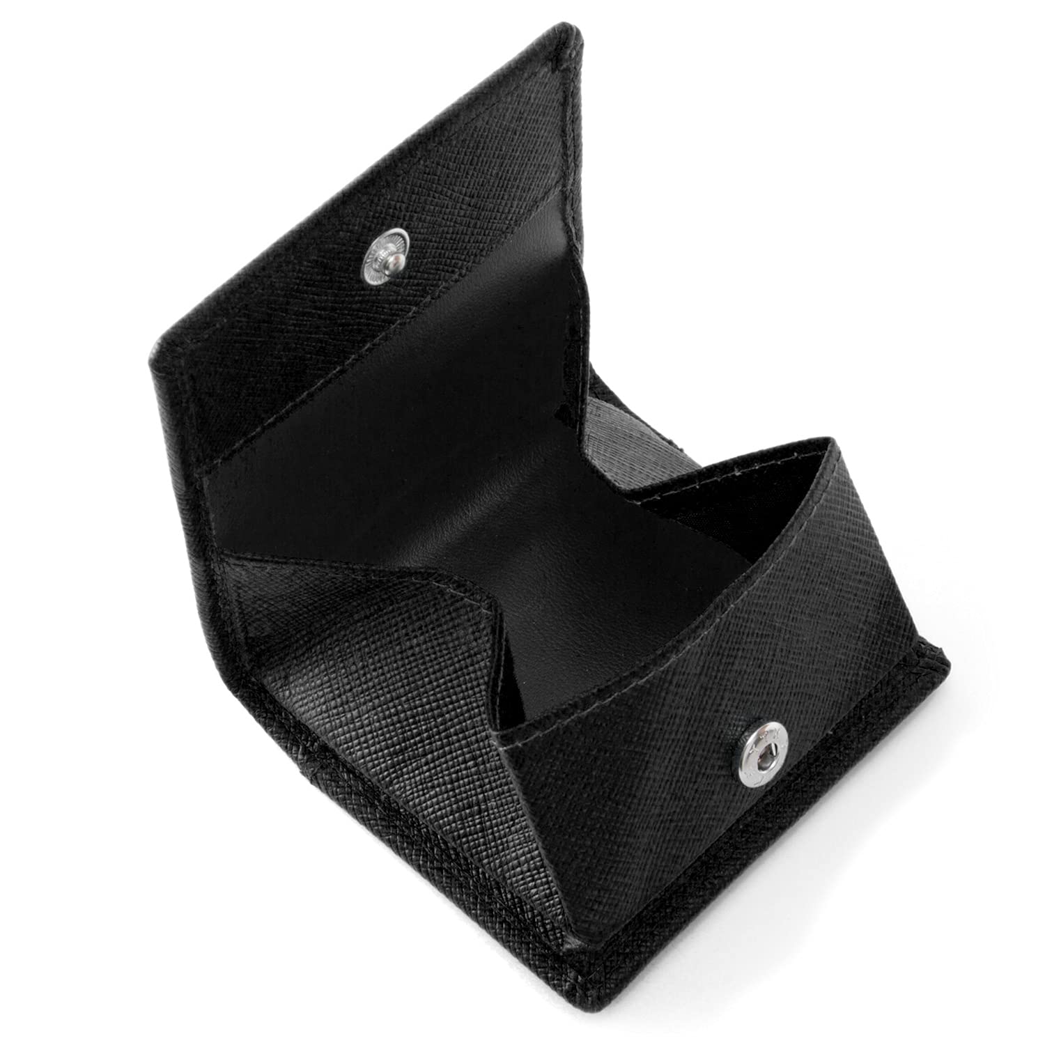 

Genuine Leather Coin Case Coin Purse Box Type Compact Small Thin Button Type [Style Equals] Men s Women s [Black]