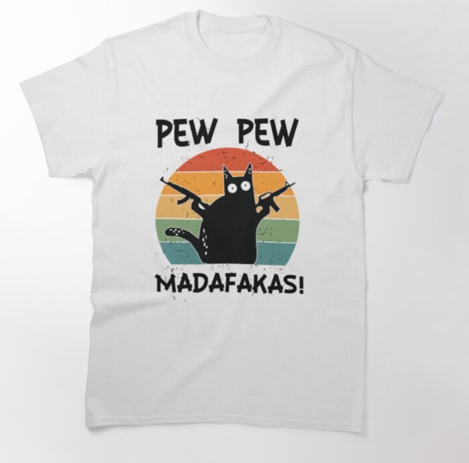 Футболка с котом Pew Pew Madafakas: Смешная футболка с принтом S