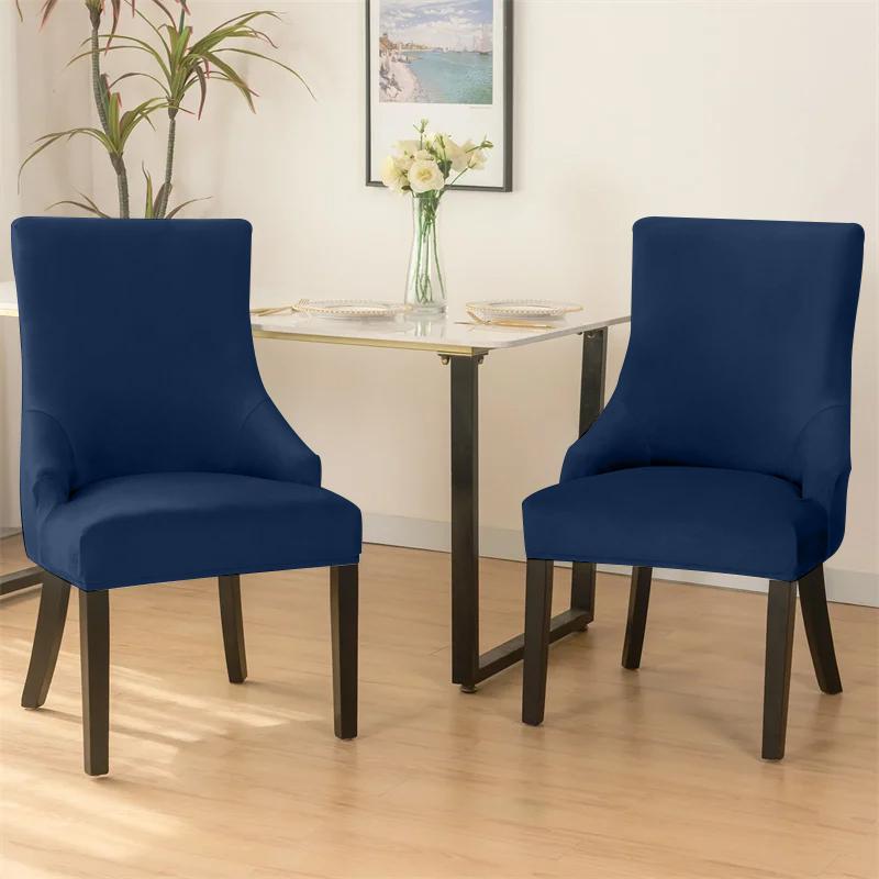 Toscana Velvet Chair Cover, Thick Navy Blue Velvet
