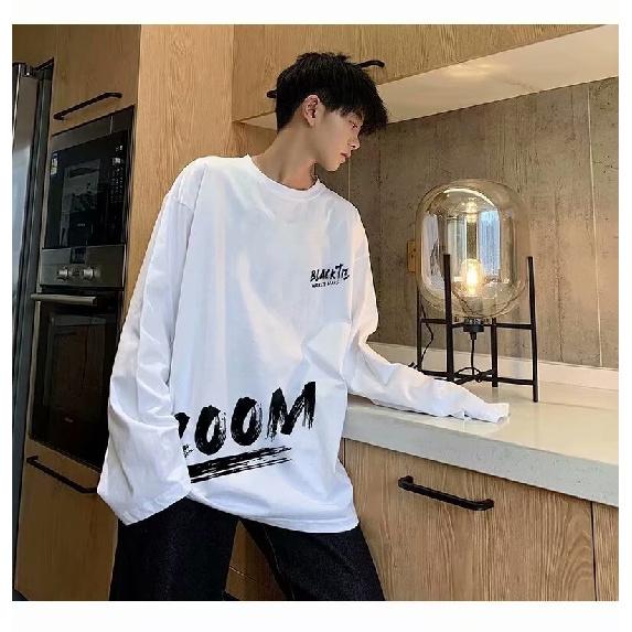 2024 Men's Long-Sleeved T-shirt Autumn Undershirt Long Sleeve Cotton Autumn Hong Kong Style Printing Loose Trendy Top