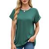 Damen S Einfarbig Rundhals Locker Kurzarm T-Shirt