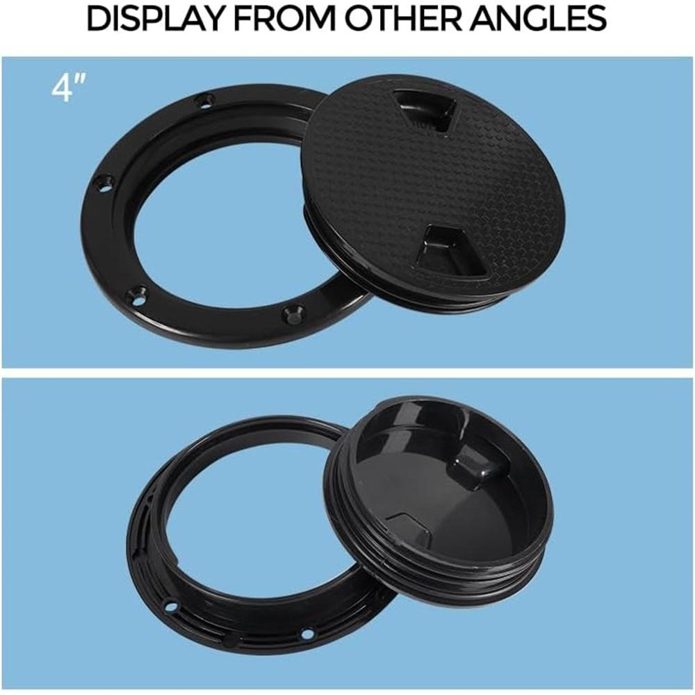 Černé kulaté protiskluzové kontrolní poklopy - velikosti 4", 6", 8" s odnímatelným krytem - ABS plastový odšroubovací kryt přístupového poklopu pro kajak, jachtu, černý