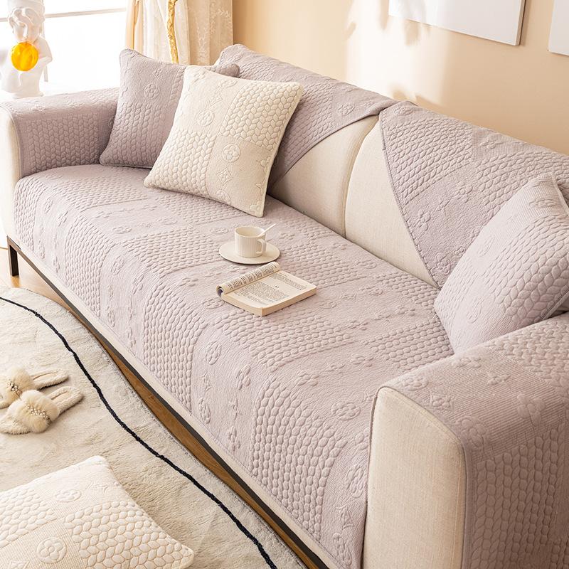 Water-washed Cotton Sofa Cushion All-season All-purpose Cotton Cushion Simple Anti-slip Cover Cover and Towel