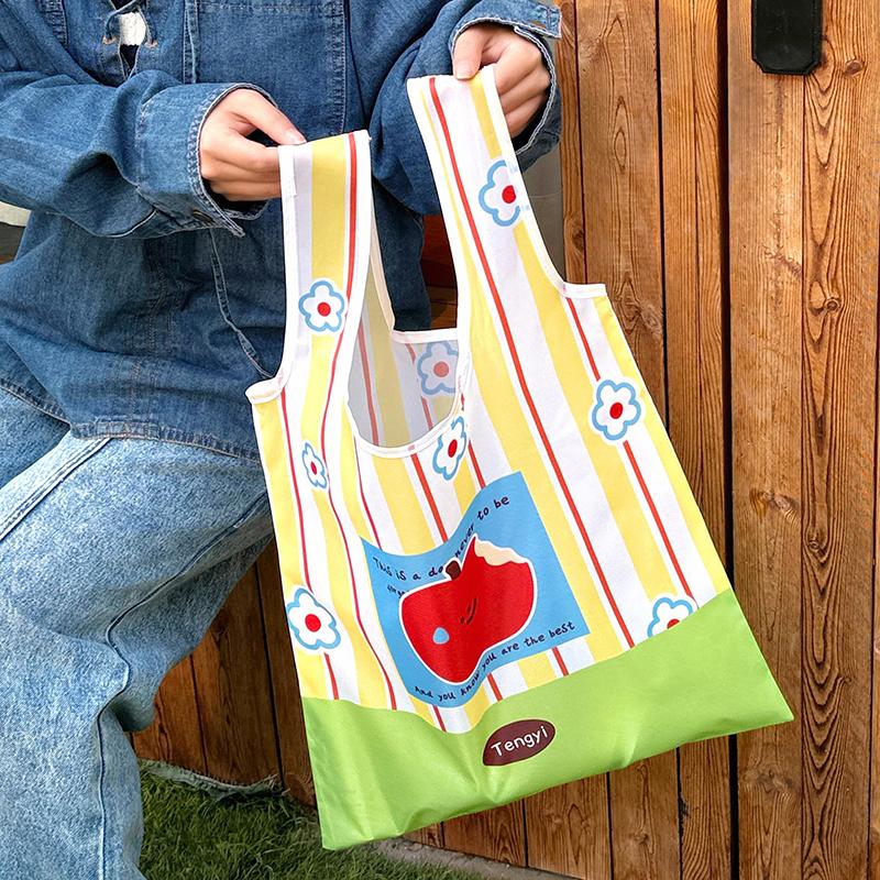 Cute Cartoon Handbag Portable Arrival Reusable Shopping Bag Foldable Tote Pouch Large Capacity Shoulder Bags Girls Gift